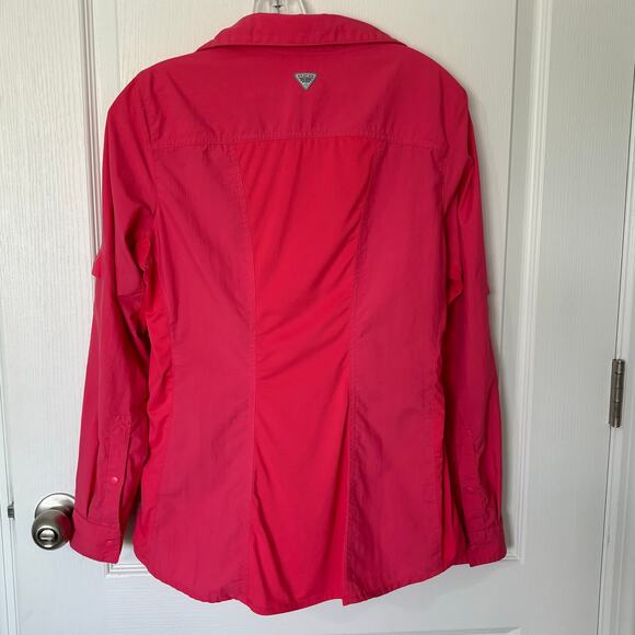 Columbia Wms Medium Omni Freeze PFG Pink Coral LS Outdoor Activity Shirt Hiking - Picture 11 of 11